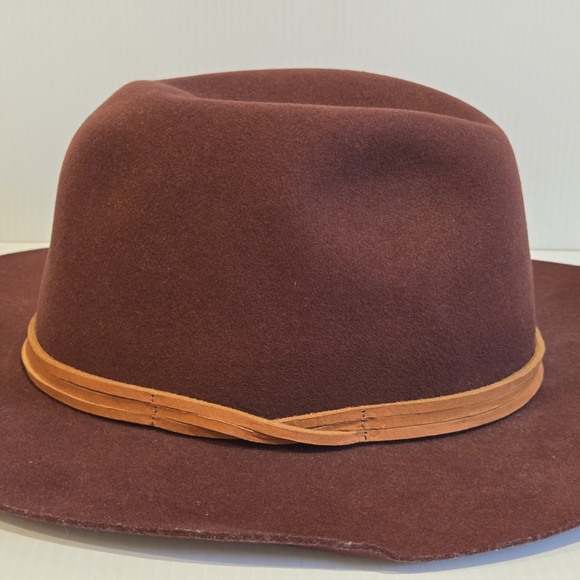 Goorin Bros Wide Brim Burgundy Wool Fedora Hat Large Leather Band Classy Classic - Picture 5 of 16